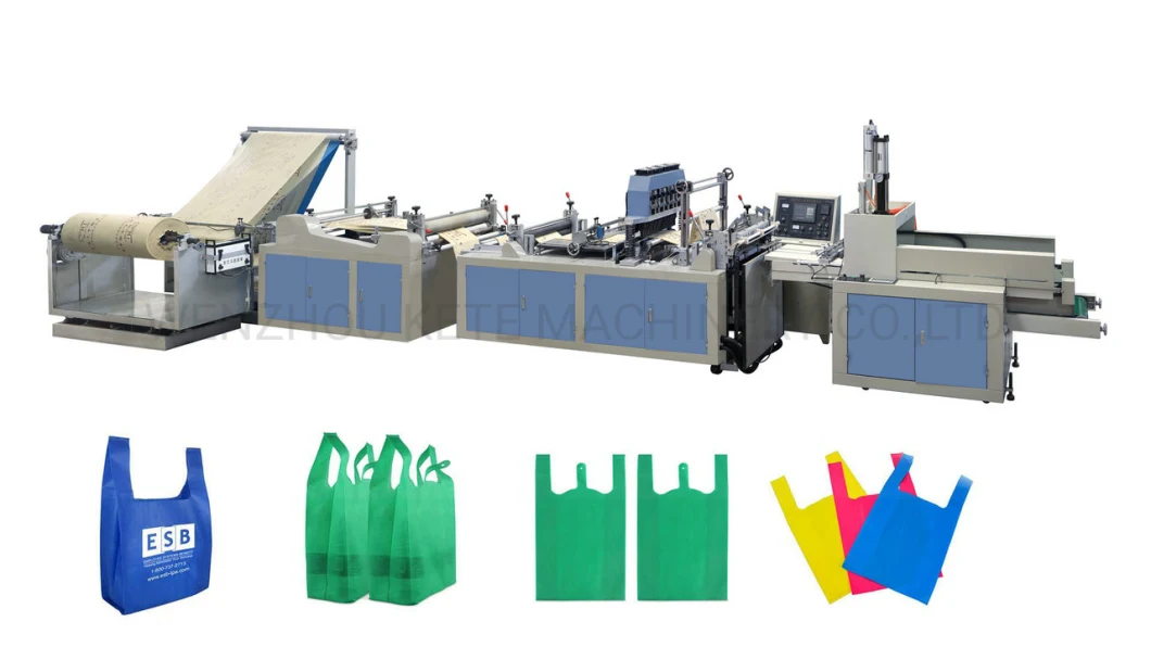 Online Shopping Fully Automatic High Speed Non Woven Double Line W Cut U Cut T-Shirt Bag Making Bag Manufacture Machine